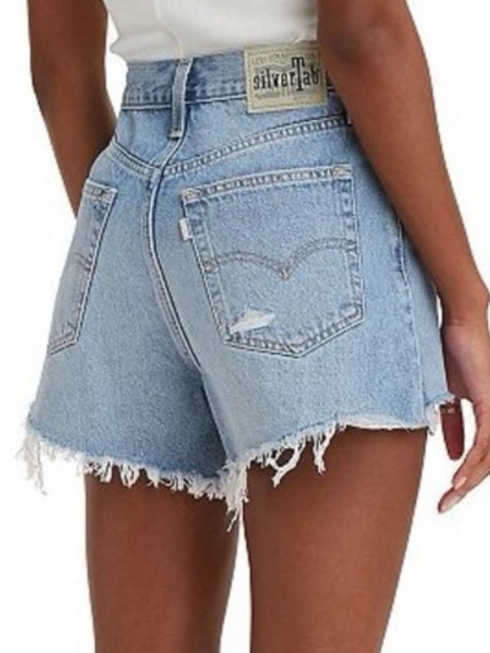 Levi's Silver Tab Mom Shorts Light Blue Distressed Denim Jean Shorts Size 30 10